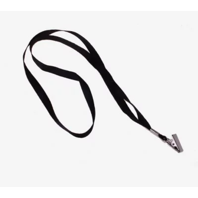Лента для бейджа ширина-9-10мм,длина-80см с металл прищепкой ЧЕРНАЯ 593866