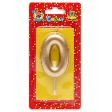 Свеча для торта Золотая Цифра 0 С-1798