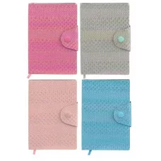 Ежедневник-блокнот: на кнопке, обложка-кожезаменитель плетёнка, цветная с голографическим покрытием МС-6236