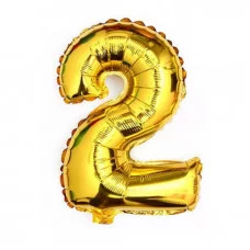 Шары фольга Цифры золото/серебро "2" 100 см.