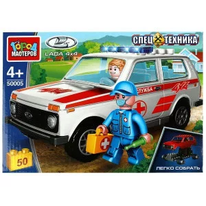 Конструктор LADA 4х4 СКОРАЯ ПОМОЩЬ, 50 дет. (легко собрать) Город мастеров 347283