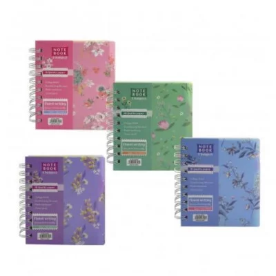 Записная книжка А6, Alingar, гребень, пластиковая обложка, с разделителями, ассорти, клетка, 120 л. Нежные цветы AL10555