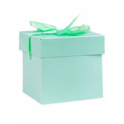 Коробка складная Классика,бирюзовый 15х15х15 см, с лентой ПП-5379