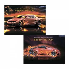 Альбом для рисования А4 24л Alingar на скрепке мелованный картон (стандарт) 210г/м2 офсет 100 г/м2 Fiery road AL11423