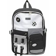 Рюкзак школьный ЧЕРНО-БЕЛЫЙ значки в комплекте 40x28x13см РЦ-2582
