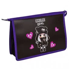 Папка для тетрадей А4 молния сверху пластик "Anime Girl" DEVENTE 8056411 709388