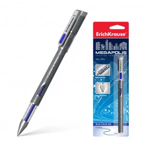 Ручка гелевая ErichKrause® MEGAPOLIS Gel, цвет чернил синий  (в блистере по 1 шт.) 17751
