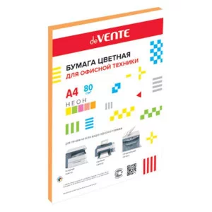 Бумага цветная А4 80г/м2 неон 50л оранжевый DEVENTE 2072941 461005