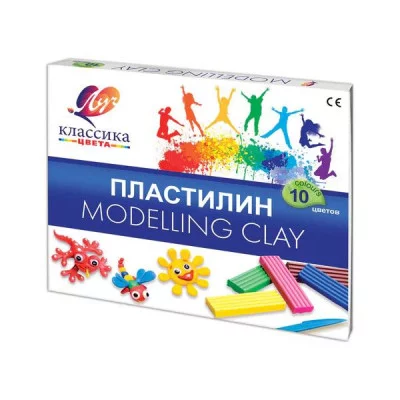 Пластилин Луч КЛАССИКА 10 цв. 200 г со стеком 010643