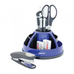 Настольный органайзер Berlingo "BR", 9 предметов, вращающийся, черный/голубой BERLINGO_ 196600