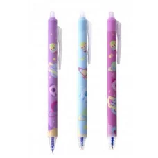 Ручка гелевая пиши-стирай, автоматическая Alingar "Космос", 0,5мм, синяя, игольчатый наконечник, круглый цветной пластиковый корпус, пласт. уп. AL11118