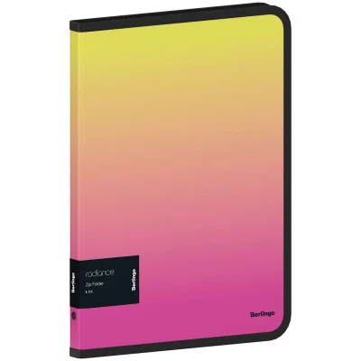 Папка на молнии Berlingo "Radiance" А4, 600мкм, желтый/розовый градиент, с рисунком 299284