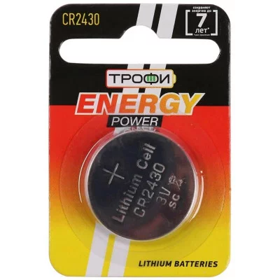 Элемент питания литиевый CR2430-1BL (блист. 1шт) Трофи Б0003653