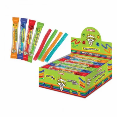 Мармеладная трубочка ВЗРЫВ МОЗГА в кислой обсыпке с пудрой внутри, 15 г, КОНФИТОЙ, КТ95109