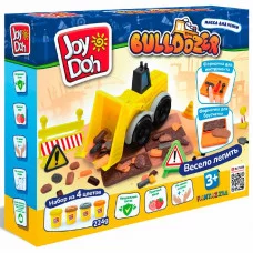 Масса для лепки Joy Doh, набор BULLDOZER - БУЛЬДОЗЕР, 9 аксессуаров, 4 баночки с тестом, BULD-224 pot