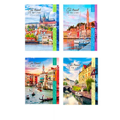 БЛОКНОТ А6 40л.на гребне ПУТЕШЕСТВИЕ ПО НАБЕРЕЖНОЙ Б40-6070 с жесткой подл, клетка