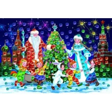 МОЗАИКА ИЗ ПАЙЕТОК. Формат А4. Новогодний хоровод (Арт. М-6058)