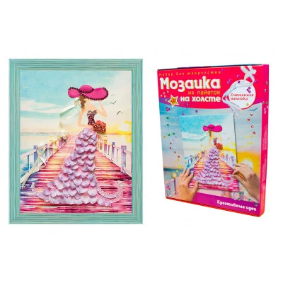 Мозайка из пайеток на холсте "Незнакомка"