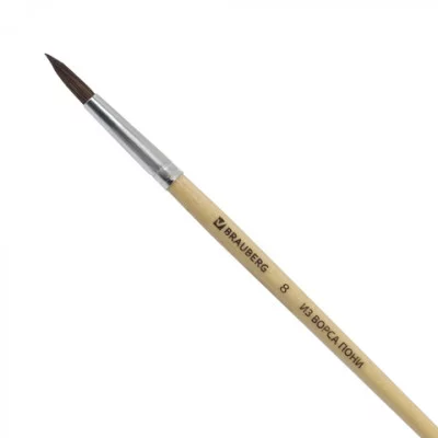 Кисть BRAUBERG из ворса пони, круглая, №8, 200194