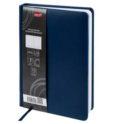 ТМ Profit ЕЖЕДНЕВНИК А5, 128л. недатир. CLASSIC DELICATE - INDIGO синий(128-3189) кожзам,кругление 128-3189