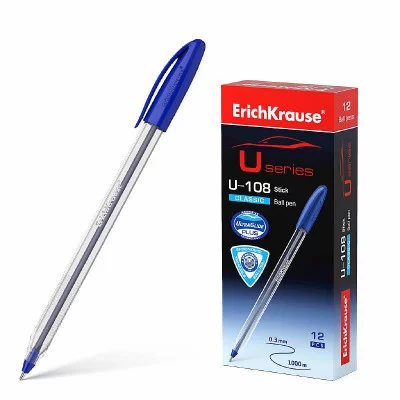 Ручка шариковая ErichKrause U-108 Stick Classic 1.0, Ultra Glide Technology, цвет чернил синий 1шт 53709