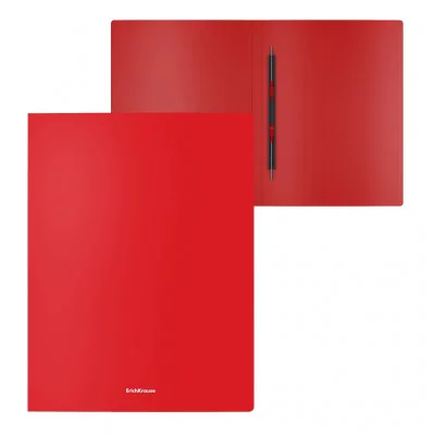 Папка-скоросшиватель пластиковая с пружинным механизмом ErichKrause Matt Classic, A4, красный 1шт 50130
