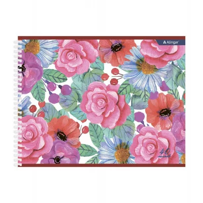 Альбом для рисования 245*195 мм, 40л, Alingar, гребень, мел. картон(стандарт) 210г/м2, офсет 100 г/м2,, "Акварельные розы" AL10778