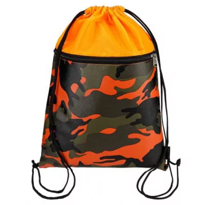 Мешок для сменной обуви, 1 отделение, с карманом, МИЛИТАРИ ОРАНЖЕВЫЙ (МО-4028), принт.ткань МО-4028