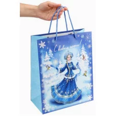 Dream cards Пакет подар. с мат.лам. и глит. 26 4х32 7х13 6 см (L) Снегурочка 190г ППК-2337