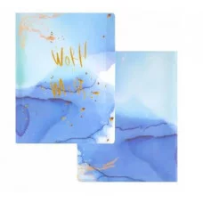 Папка с 20 вкладышами Alingar А4 310х235 мм пластик 400 мкм мраморный дизайн с надписью "World" голубой 1шт AL12804