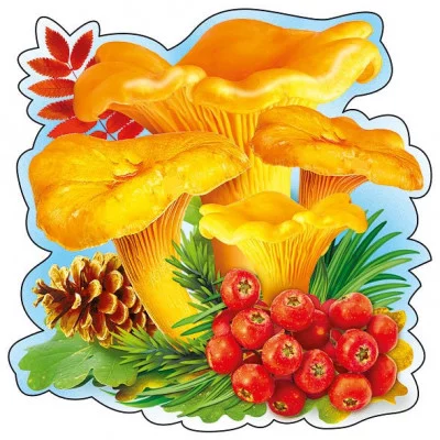 Украшение на скотче "Грибы лисички, ягоды" А6 Мир поздравлений 80973