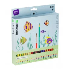 Карандаши акварельные Berlingo "SuperSoft. Рыбки", 72цв.+кисть, трехгран., заточен., картон, европод