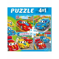 ПАЗЛЫ 4 в 1. СПОРТИВНЫЕ ТАЧКИ (9,16, 25, 36 эл.) (Арт. П-6773) П-6773