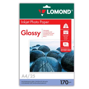 Бумага А4 для стр. принтеров Lomond, 170г/м2 25л гл.одн. Cast Coated Lomond 156826