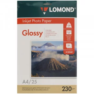 Бумага А4 для стр. принтеров Lomond, 230г/м2 25л гл.одн. Lomond 107013