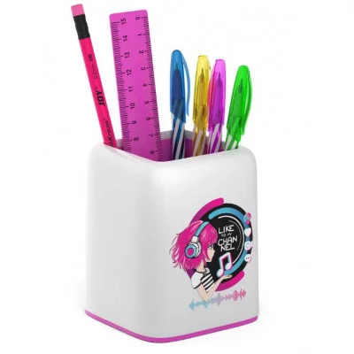 Набор настольный пластиковый ErichKrause Forte Top Blogger белый с розовой вставкой 57978