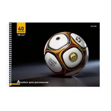 Альбом для рисования А4 40л. ФУТБОЛЬНЫЙ МЯЧ - 12 (40-2193) цвет.спир.1 диз в спайке,офс 40-2193