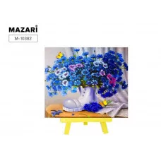 Алмазная мозаика M-10382 с мольбертом БУКЕТ ВАСИЛЬКОВ,21х25 см,1 дизайн,ОПП упаковка. M-10382