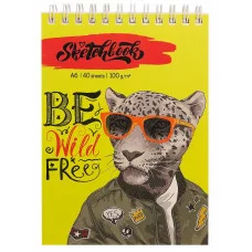 Скетчбук А6 Животные. Леопард в очках (жест подложка, мягкая обл, 40 л, 100г) С40-4603
