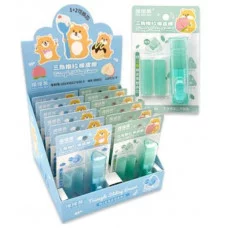 Ластик DI-673 "Выдвижной" 43х12х12мм, трехгранный, 2 запасных ластика, в футляре, ассорти, на блистере WX-99901 326563