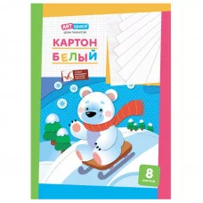 Картон белый A3, ArtSpace, 8л., мелованный в папке Спейс 168976