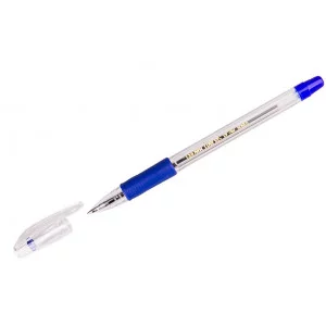 Ручка шариковая Crown "Low Vis" синяя, 0,7мм, грип, штрих-код 207941