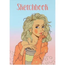 Скетчбук Девушка с кофе А5, 48л, КБС (офсет) С48-4200