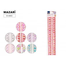 Стразы-наклейки M-8660 акриловые АССОРТИ-11, 33*7 см, 7 дизайнов M-8660