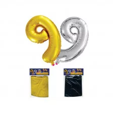 ШАР ФОЛЬГИРОВАННЫЙ, ЦИФРА "9", 35см, золото/серебро, ассорти ACTION! L00662
