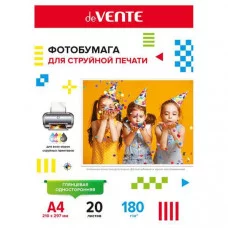 Бумага для фото А4 180г/м2 20л односторонняя глянцевая DEVENTE 2042900 351912