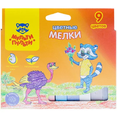 Набор цветного мела Мульти-Пульти "Енот в Австралии", 9цв. 243130