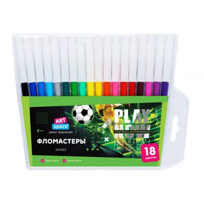 Фломастеры ArtSpace "Футбол", 18цв., ПВХ, европодвес 353014
