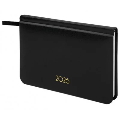Еженедельник датированный 2026, МАЛЫЙ ФОРМАТ 95х155 мм, А6, BRAUBERG "Select", балакрон, черный, 117193