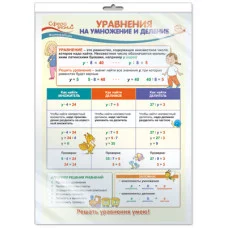 ПО-13501 Плакат А3. Математика в начальной школе. Уравнения на умножение и деление / Сфера знаний 4630112005578